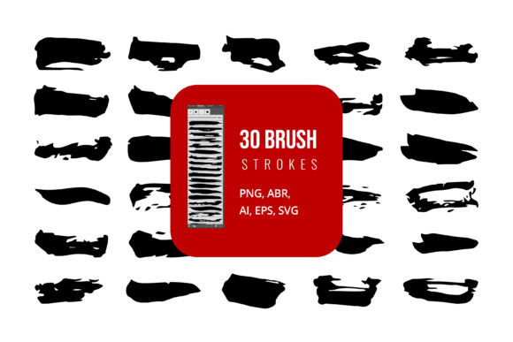 Artistic Grungy Black Paint Brushes for Graphics and Brushes