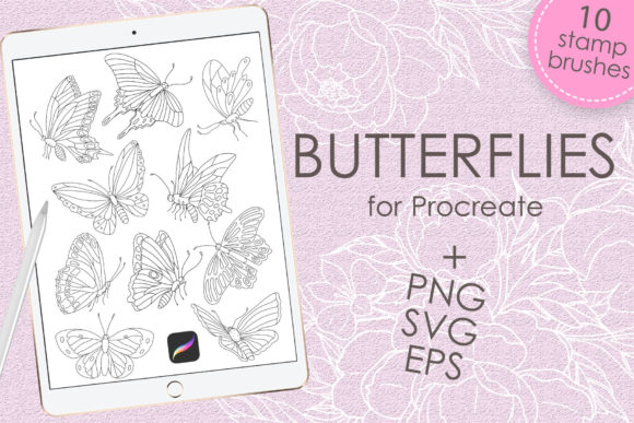 Butterflies Brush Stamps for Procreate: Graphics & Brushes Review