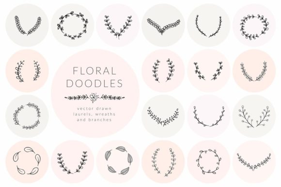 Hand Drawn Floral Doodle Elements. Vecto: A Graphic Design Asset for Brushes and Graphics