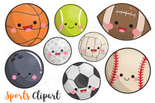 Kawaii Sports Clipart Graphics for Handmade Illustrations